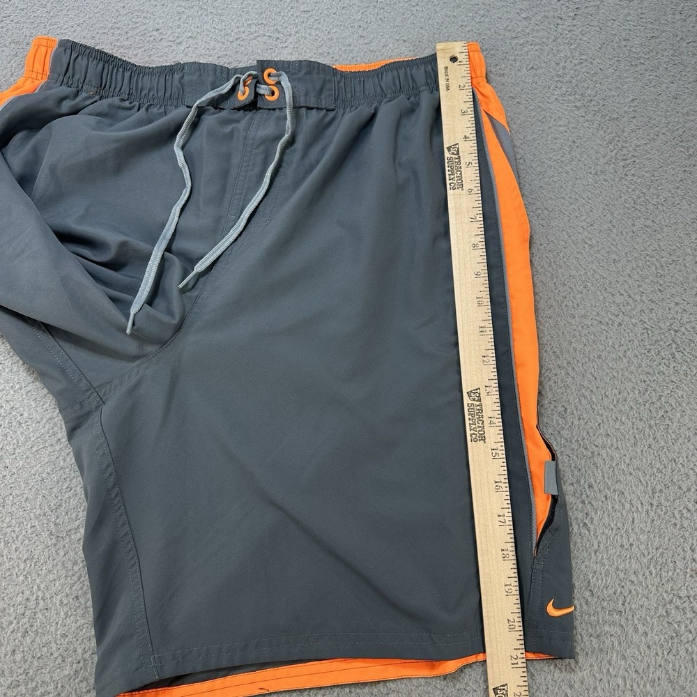 Nike Shorts Mens XXL‎ 2XL Gray Orange Lined Stash Pocket Drawstring Board Shorts - Picture 13 of 14
